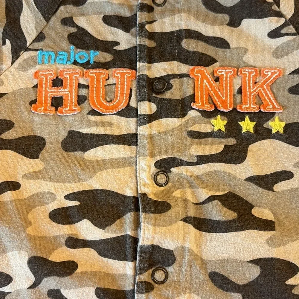 Carter’s | Child of Mine Infant Baby Boys Brown Tan Camouflage Summer Romper 12M